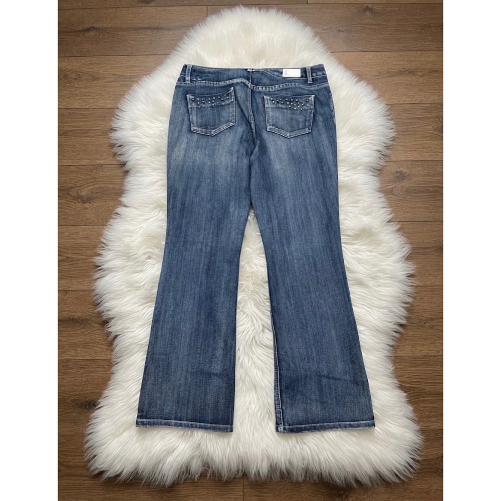INC Denim Womens Studded Bootcut Jeans Blue Y2K Mcbling 2000s Size 14 Rhinestone